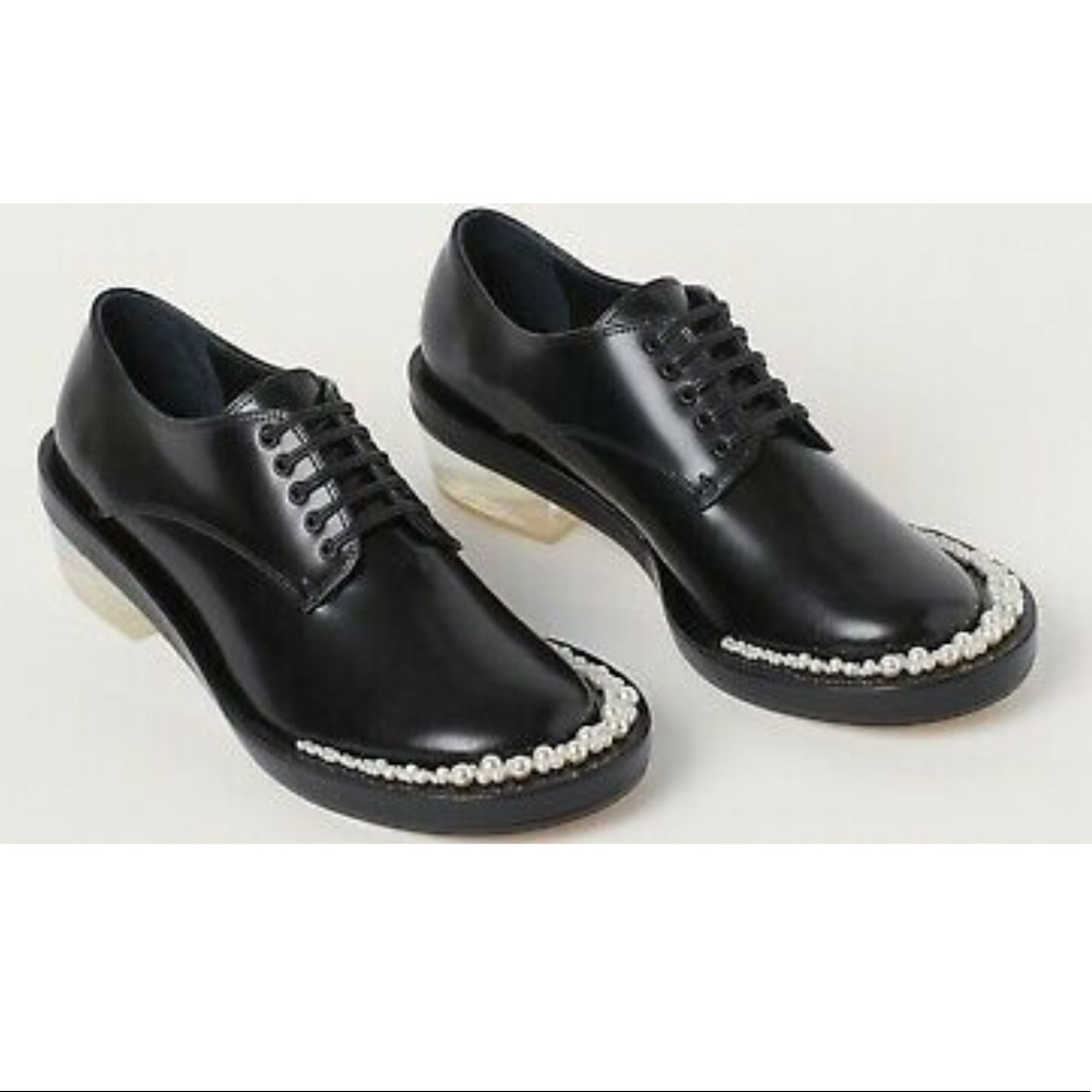Simone Rocha x H&M Black Leather and Pearl Derby shoes / loafers